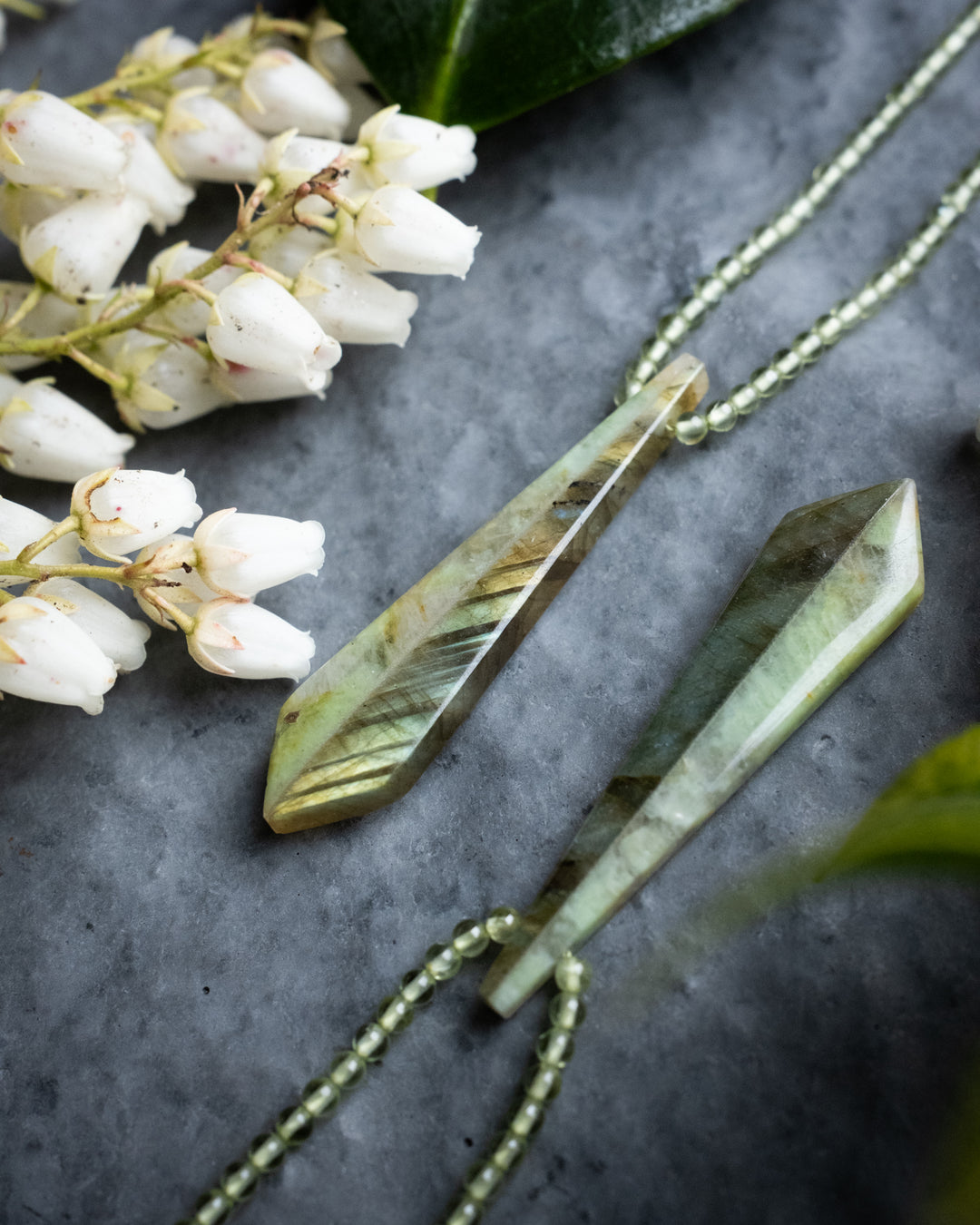 Labradorite, Chrysoprase &amp; Prehnite Beaded Necklace - The Healing Pear