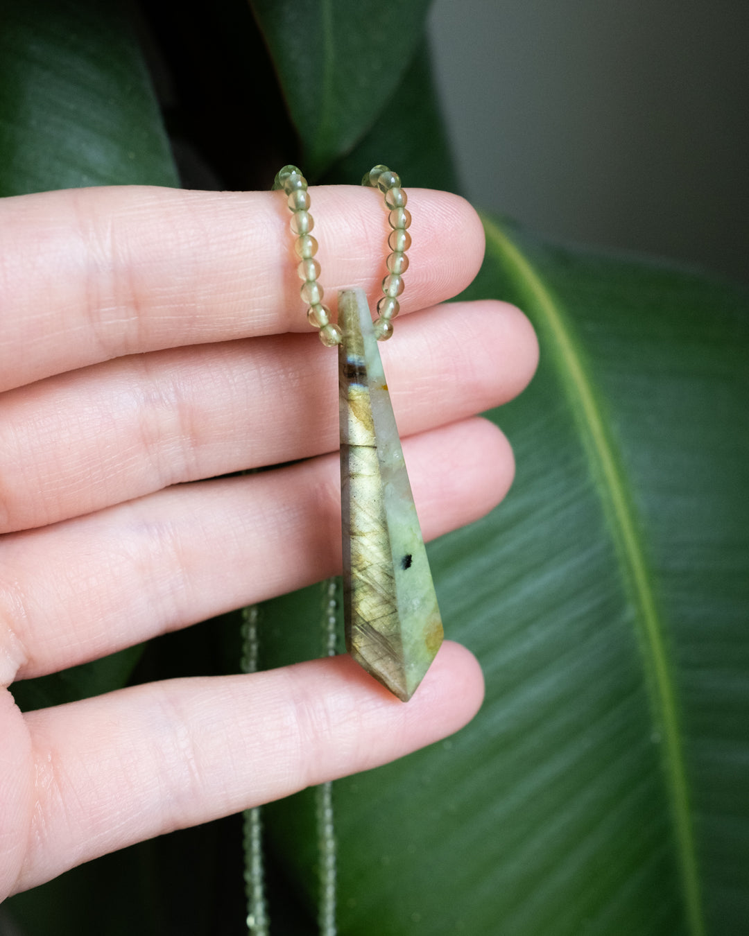 Labradorite, Chrysoprase &amp; Prehnite Beaded Necklace - The Healing Pear