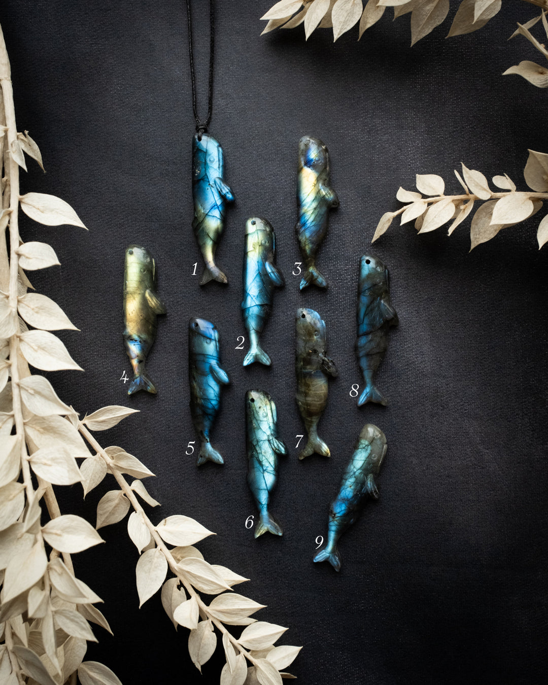 Labradorite Hand Carved Sperm Whale Necklace - The Healing Pear