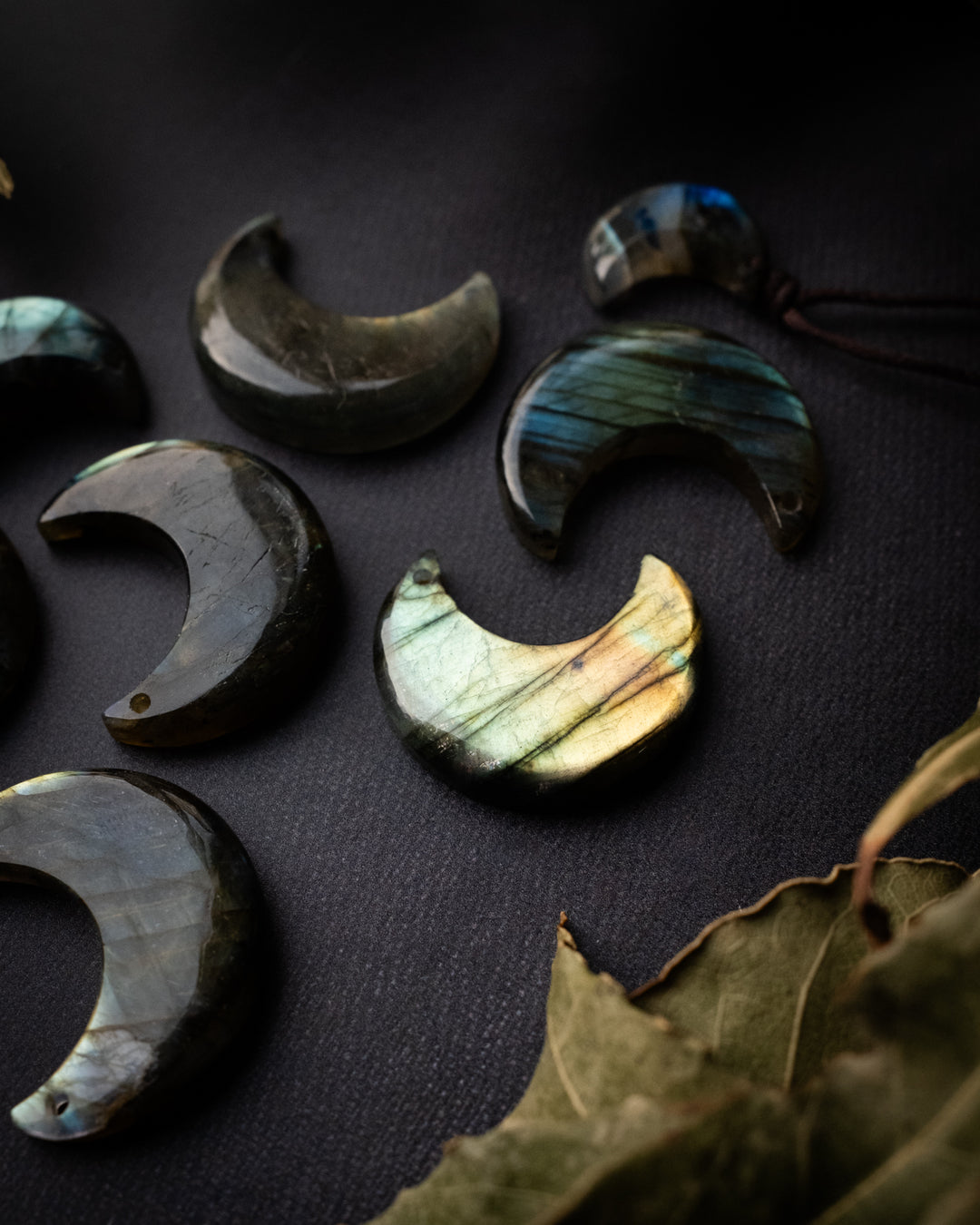 Labradorite Hand Carved Crescent Moon Necklace - The Healing Pear