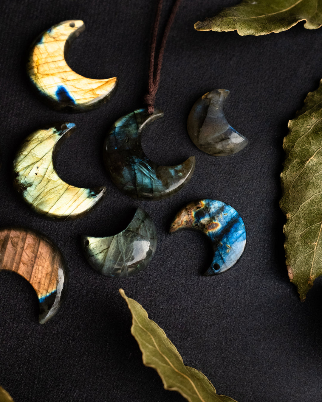 Labradorite Hand Carved Crescent Moon Necklace - The Healing Pear