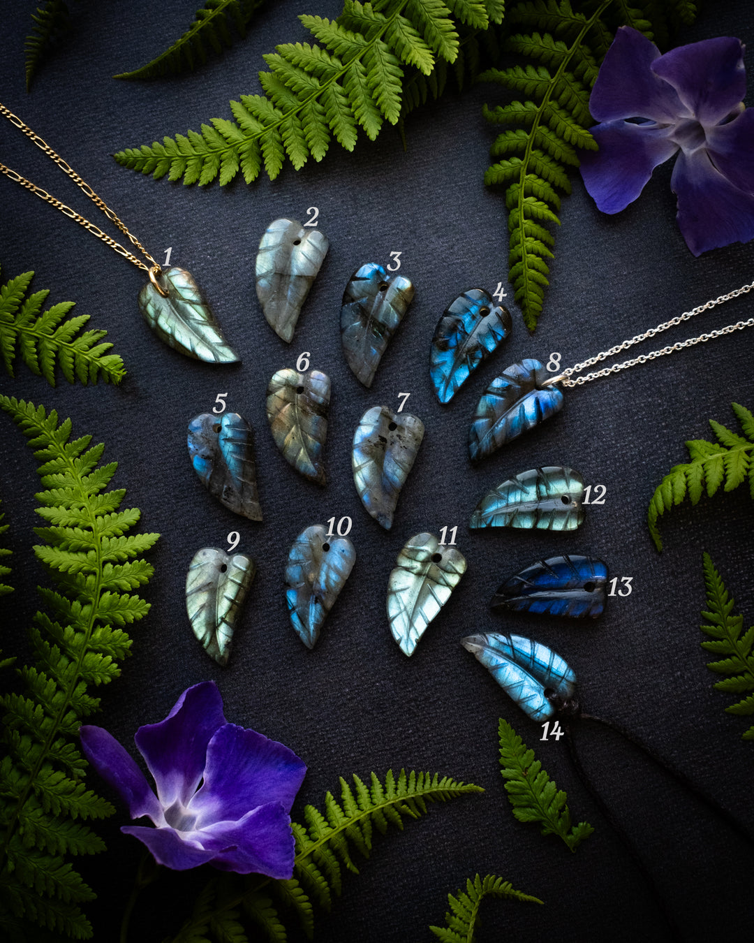 Labradorite Hand Carved Leaf Necklace - The Healing Pear