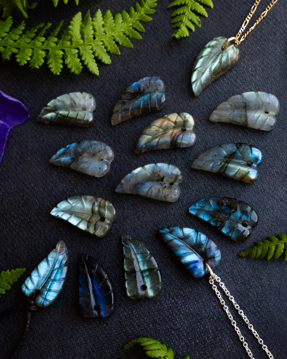 Labradorite Hand Carved Leaf Necklace - The Healing Pear