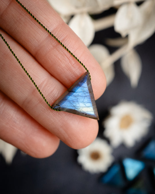 Labradorite Triangle Vegan Silk Necklace - The Healing Pear