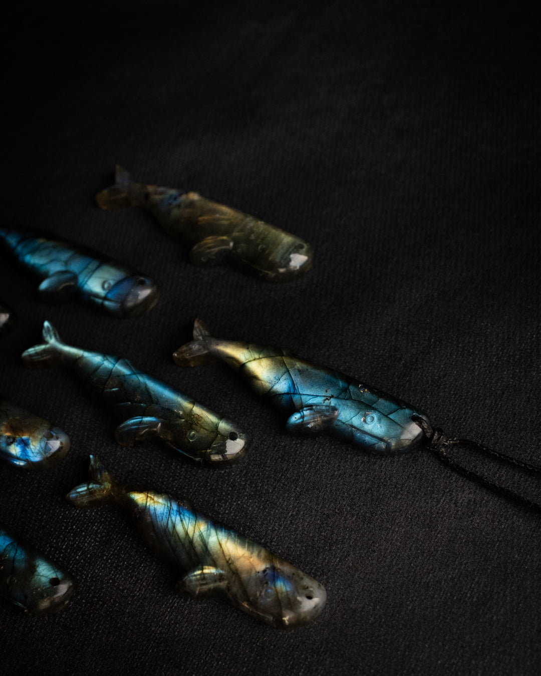 Labradorite Hand Carved Sperm Whale Necklace - The Healing Pear
