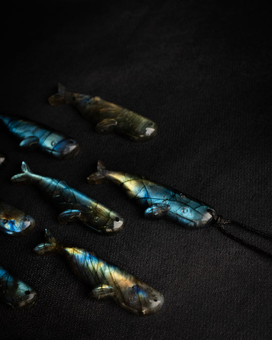 Labradorite Hand Carved Sperm Whale Necklace - The Healing Pear