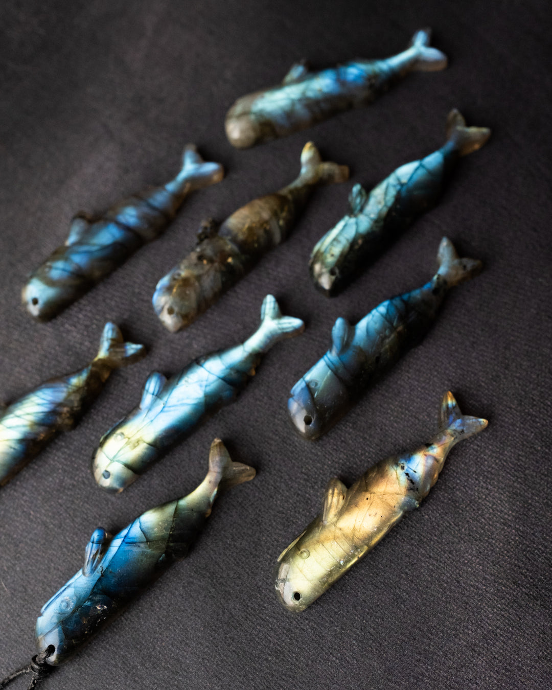 Labradorite Hand Carved Sperm Whale Necklace - The Healing Pear