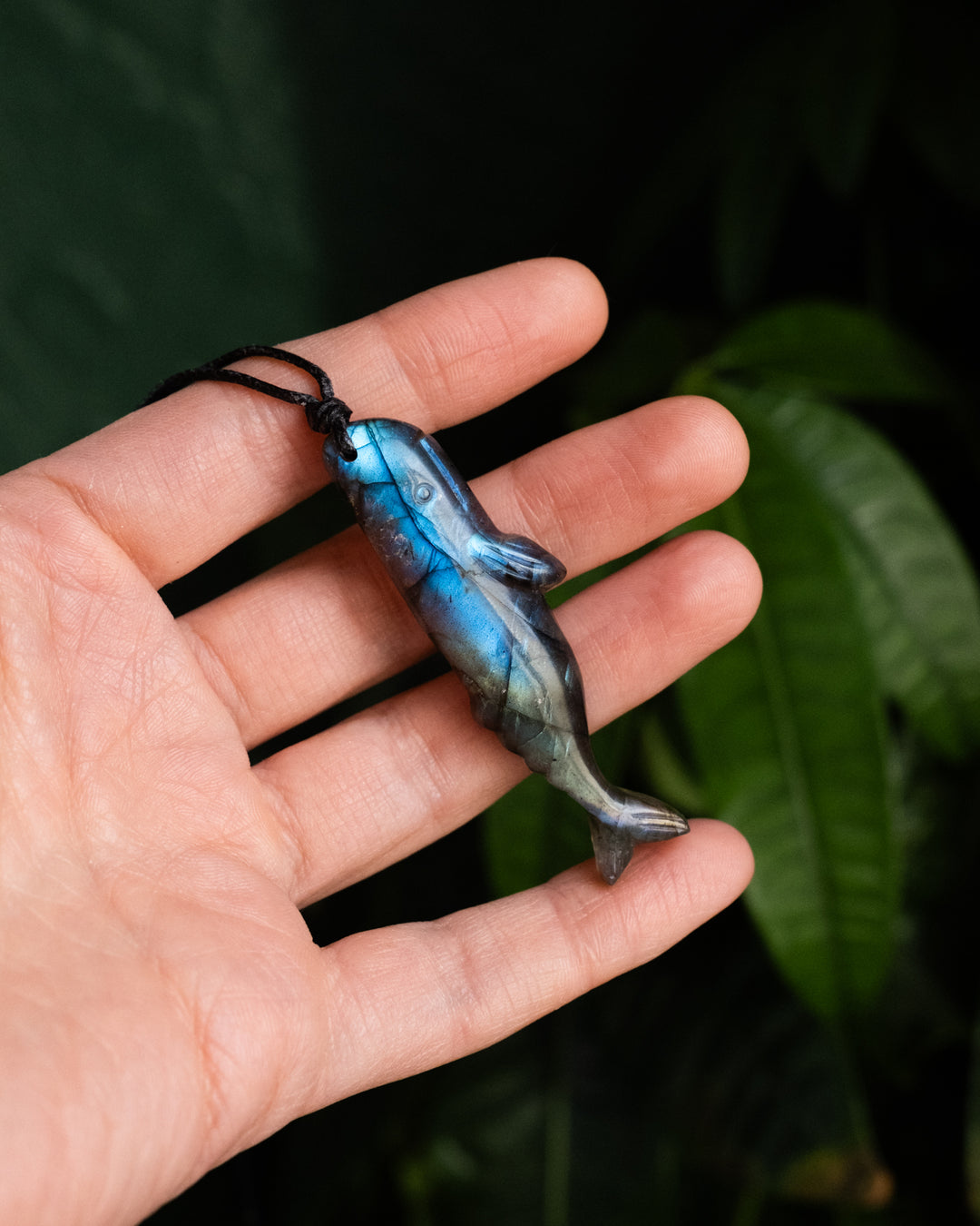 Labradorite Hand Carved Sperm Whale Necklace - The Healing Pear