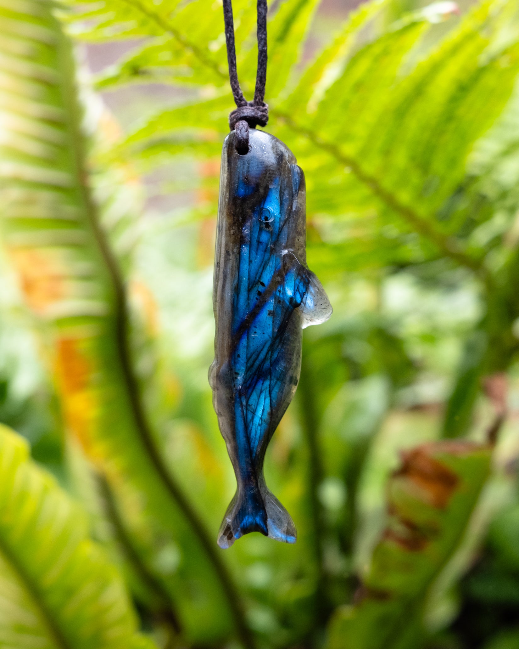 Labradorite Hand Carved Sperm Whale Necklace - The Healing Pear