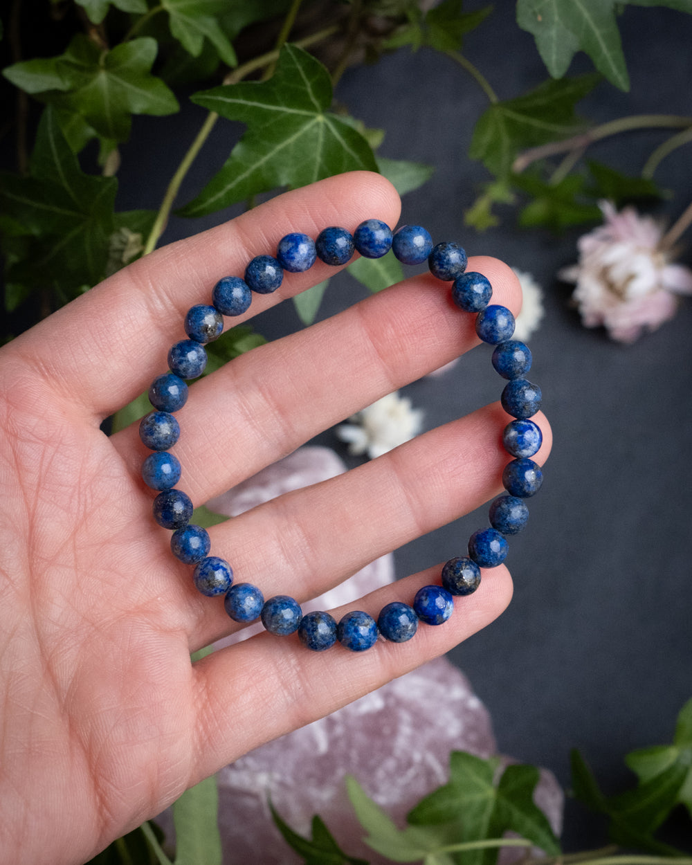 Lapis Lazuli Round Bead Bracelet 6mm - The Healing Pear