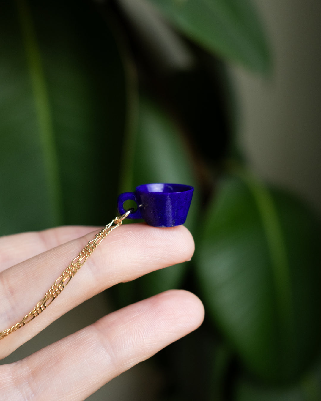 Lapis Lazuli Hand Carved Mug Necklace - The Healing Pear