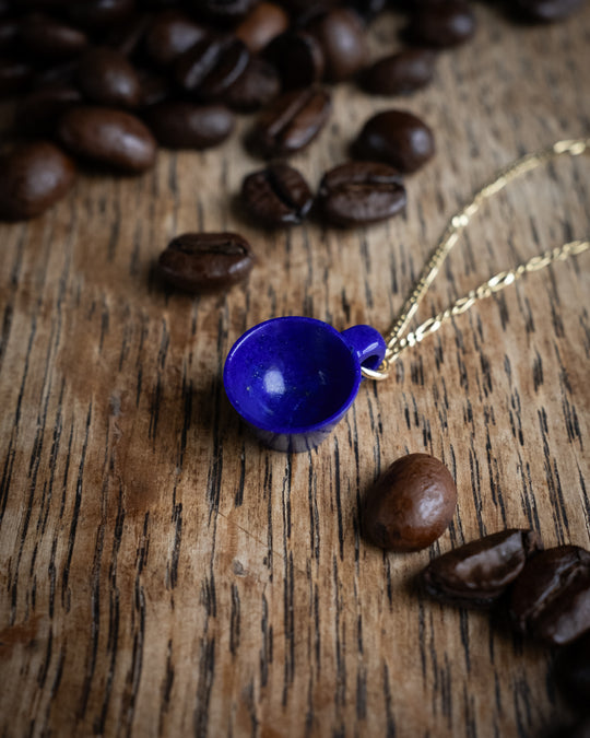 Lapis Lazuli Hand Carved Mug Necklace - The Healing Pear