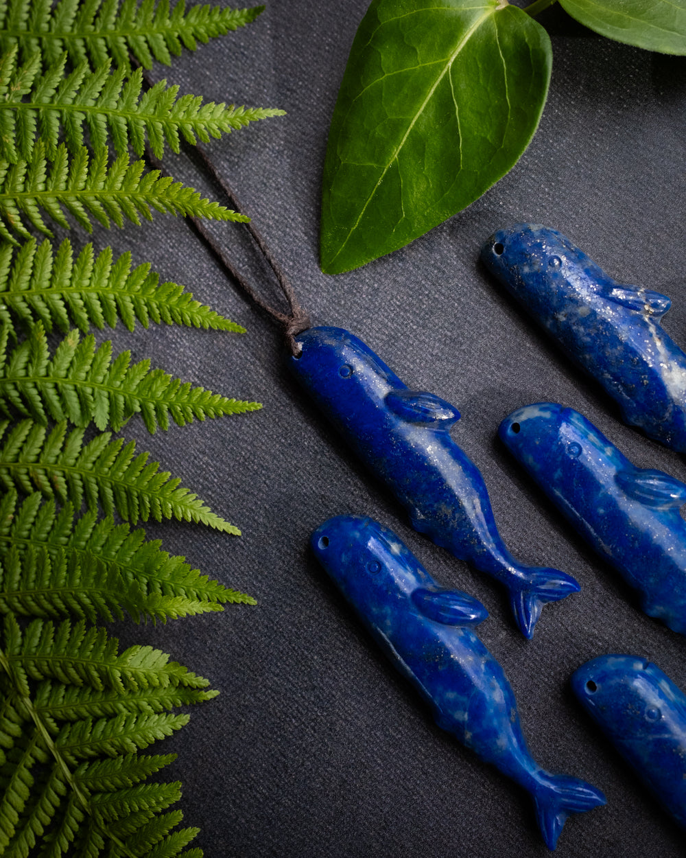 Lapis Lazuli Hand Carved Sperm Whale Necklace