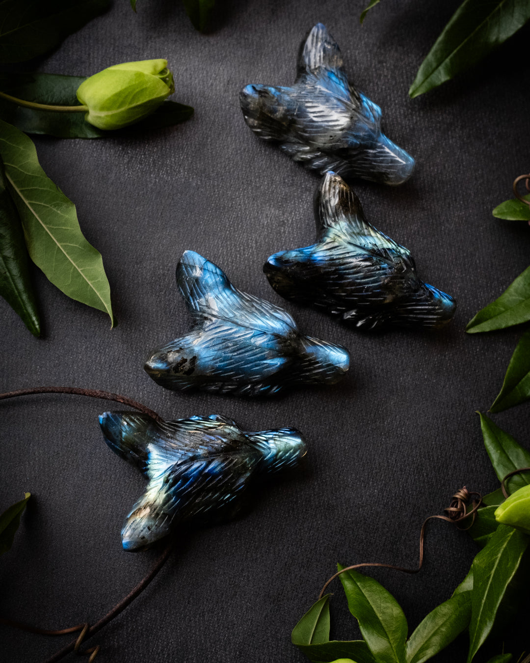 Large Labradorite Hand Carved Wolf Necklace