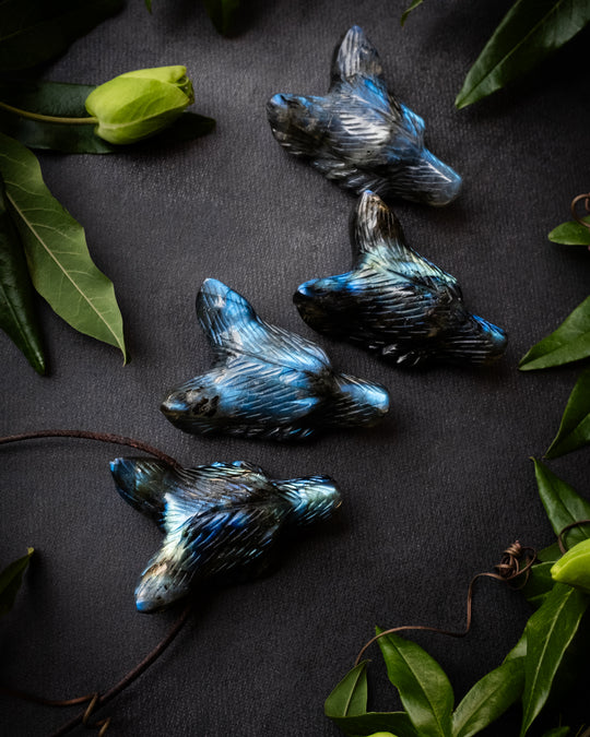 Large Labradorite Hand Carved Wolf Necklace