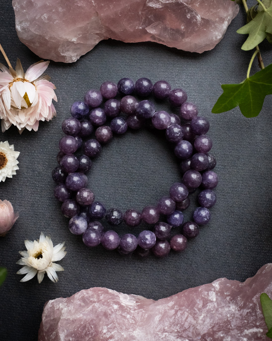 Lepidolite Round Bead Bracelet 8mm - The Healing Pear