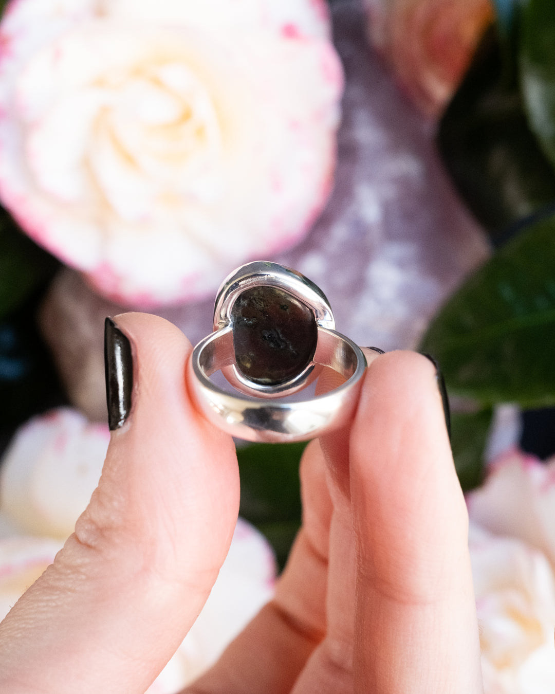 Cornish Lizard Serpentine Ring in Sterling Silver - Size 7 1/4 US / O 1/2 UK - The Healing Pear