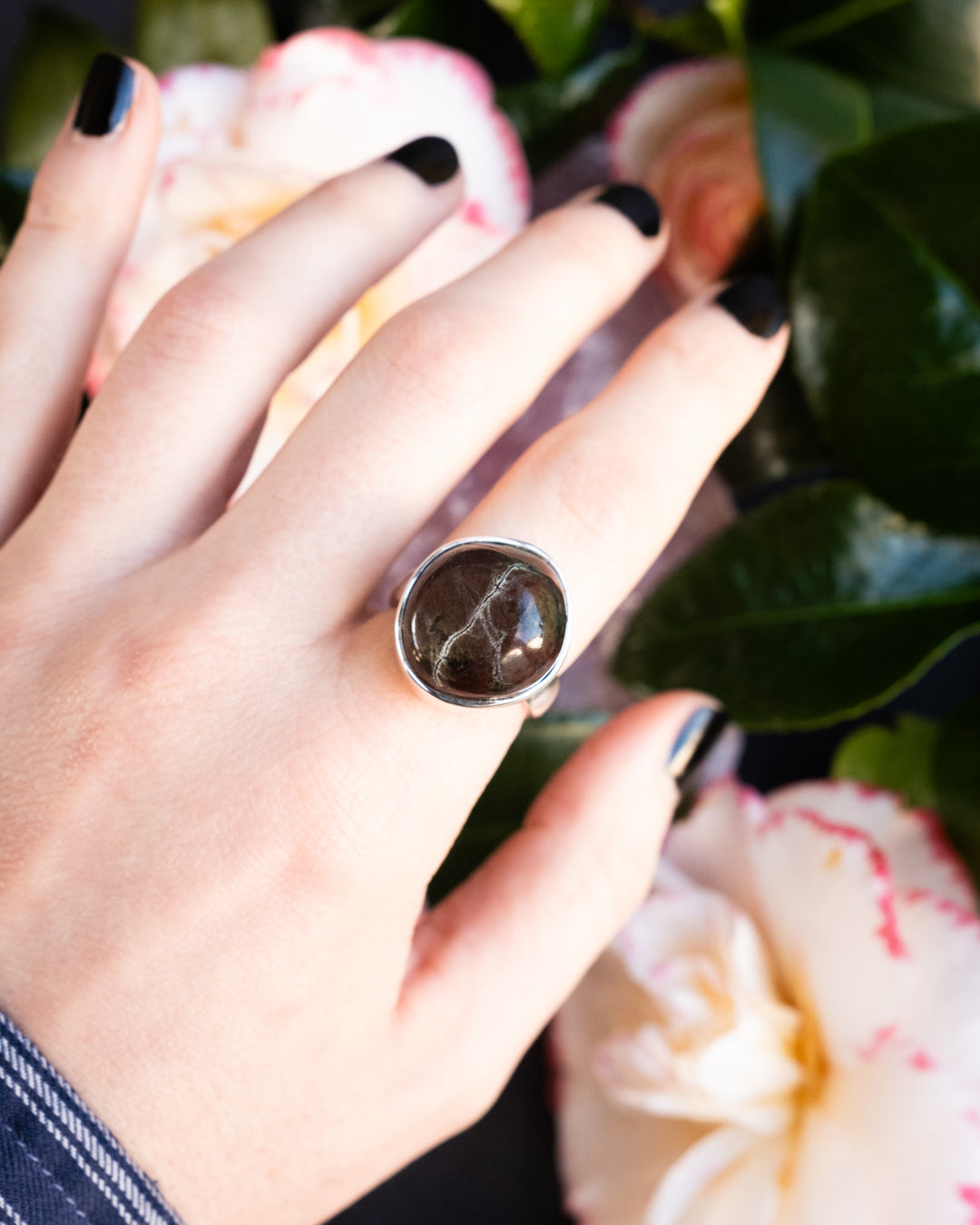 Cornish Lizard Serpentine Ring in Sterling Silver - Size 7 US / O UK - The Healing Pear