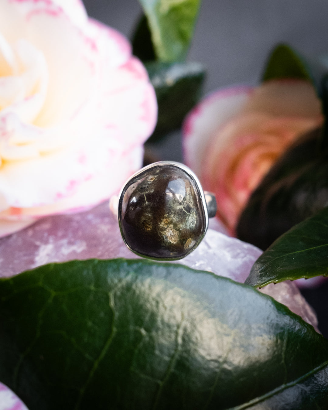 Cornish Lizard Serpentine Ring in Sterling Silver - Size 7 1/4 US / O 1/2 UK - The Healing Pear