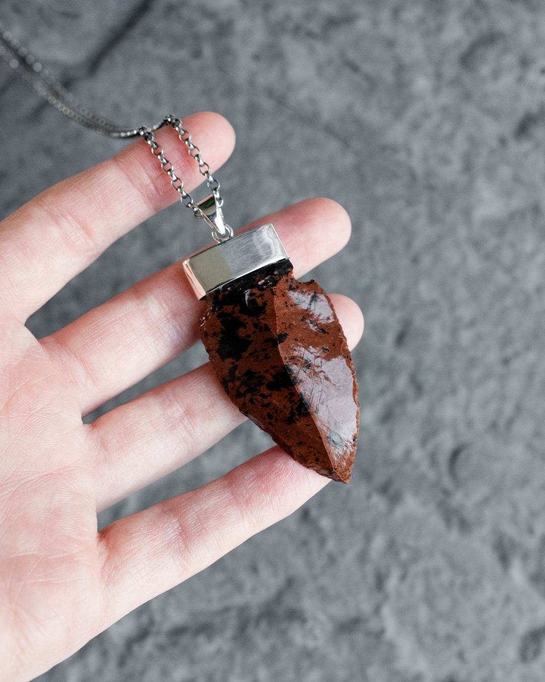 Mahogany Obsidian Arrowhead Sterling Silver Necklace - The Healing Pear