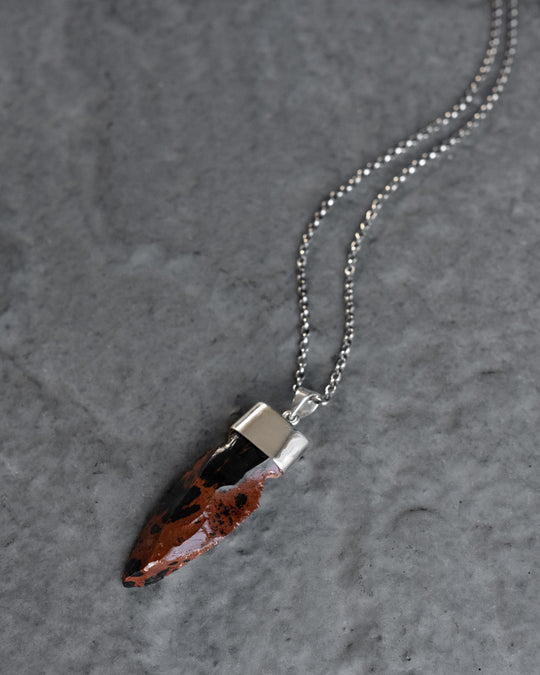 Mahogany Obsidian Arrowhead Sterling Silver Necklace - The Healing Pear