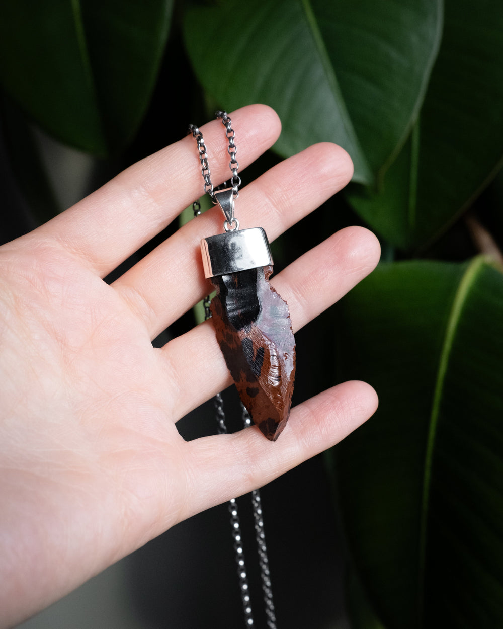 Mahogany Obsidian Arrowhead Sterling Silver Necklace - The Healing Pear
