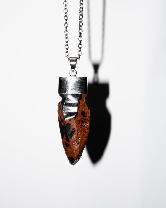 Mahogany Obsidian Arrowhead Sterling Silver Necklace - The Healing Pear