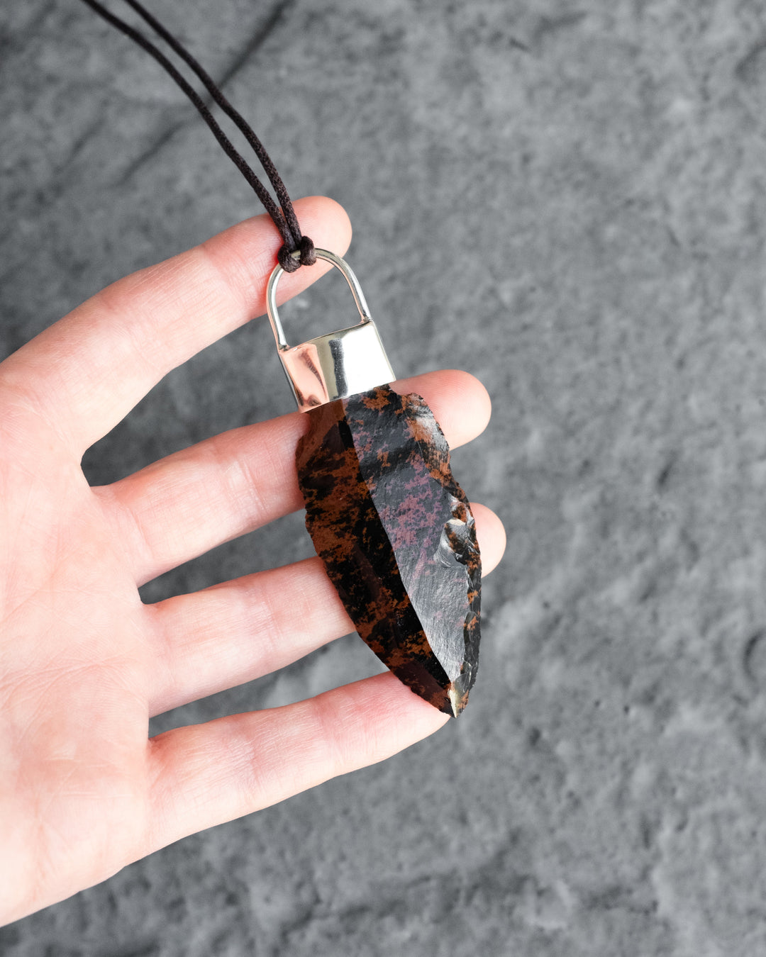 Mahogany Obsidian Arrowhead Sterling Silver Necklace - The Healing Pear