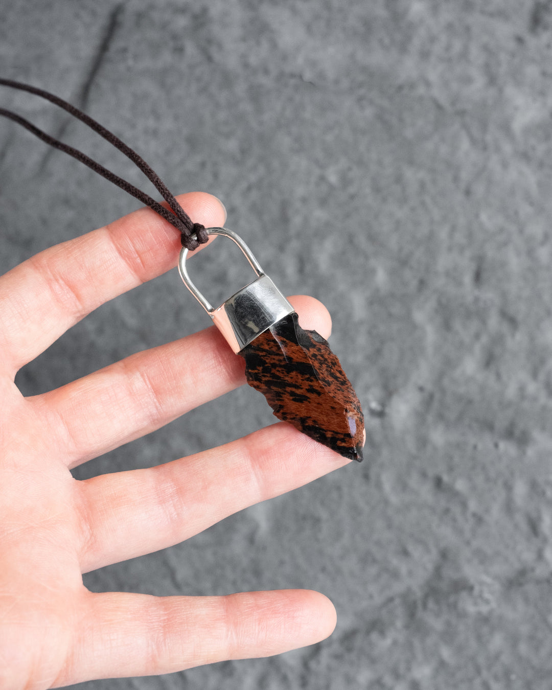 Mahogany Obsidian Arrowhead Sterling Silver Necklace - The Healing Pear