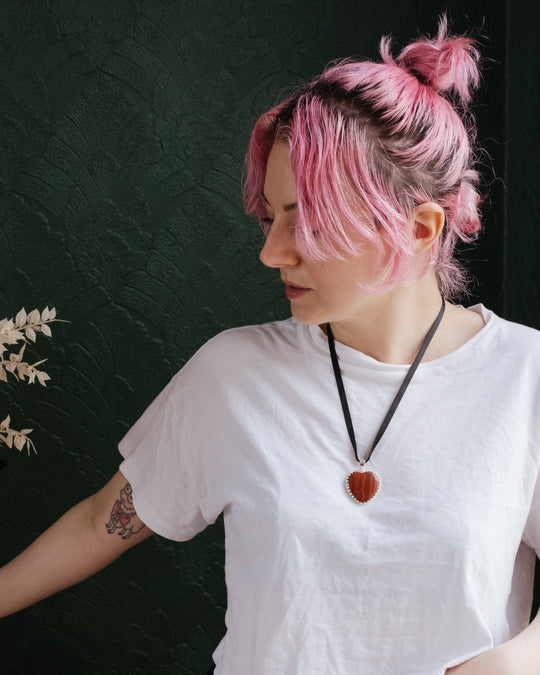 Rose Quartz Heart Sterling Silver Gallery Necklace - The Healing Pear