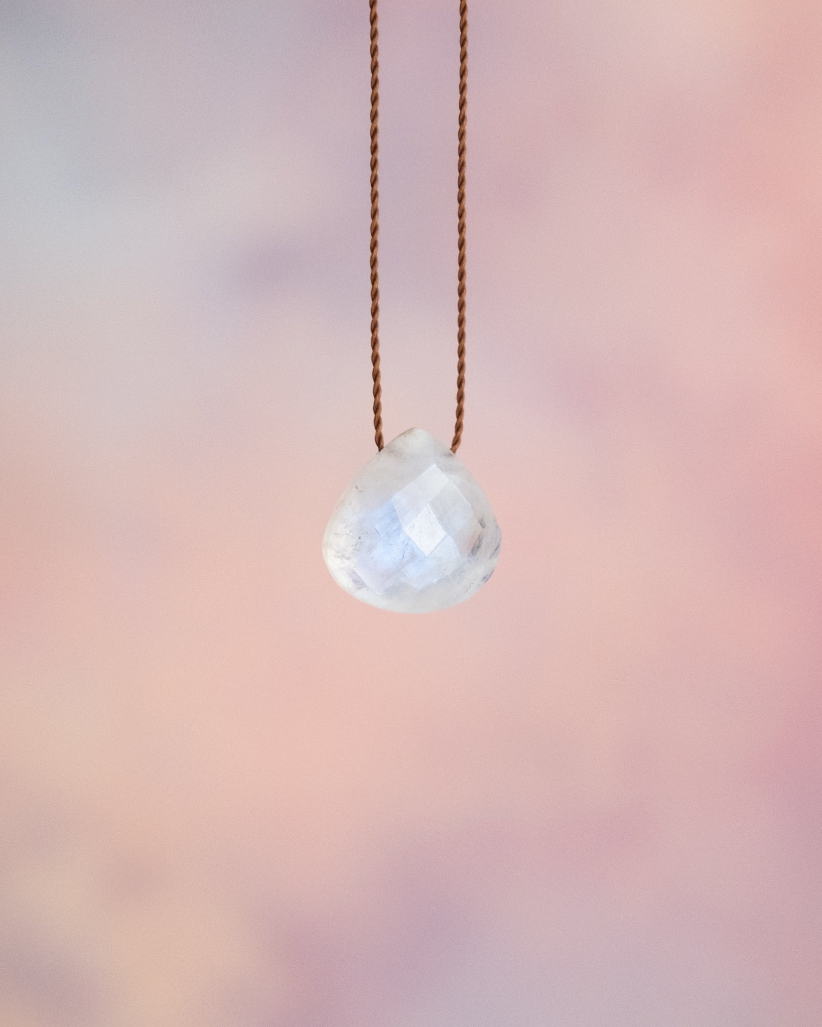 Rainbow Moonstone Vegan Silk Necklace - The Healing Pear