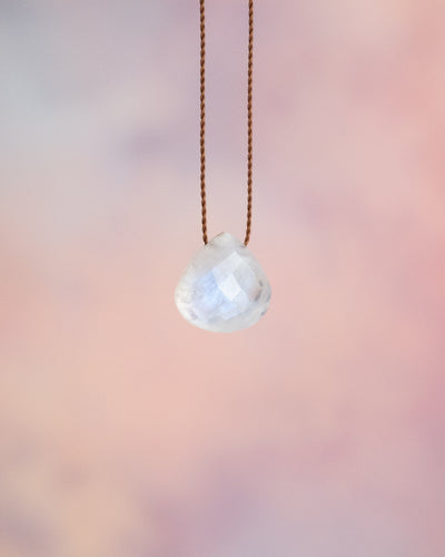 Rainbow Moonstone Vegan Silk Necklace