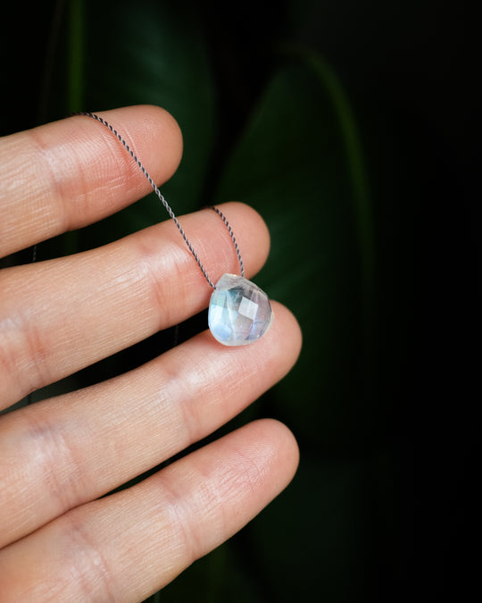 Rainbow Moonstone Vegan Silk Necklace