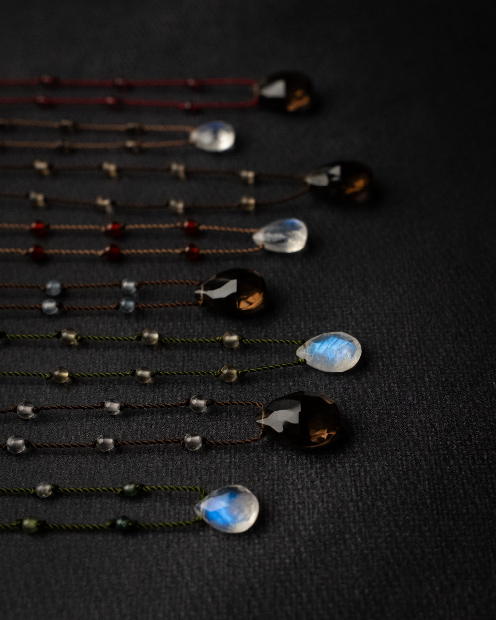 Rainbow Moonstone / Smoky Quartz Gemstone Beaded Necklace - The Healing Pear