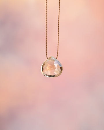 Natural Citrine Vegan Silk Necklace