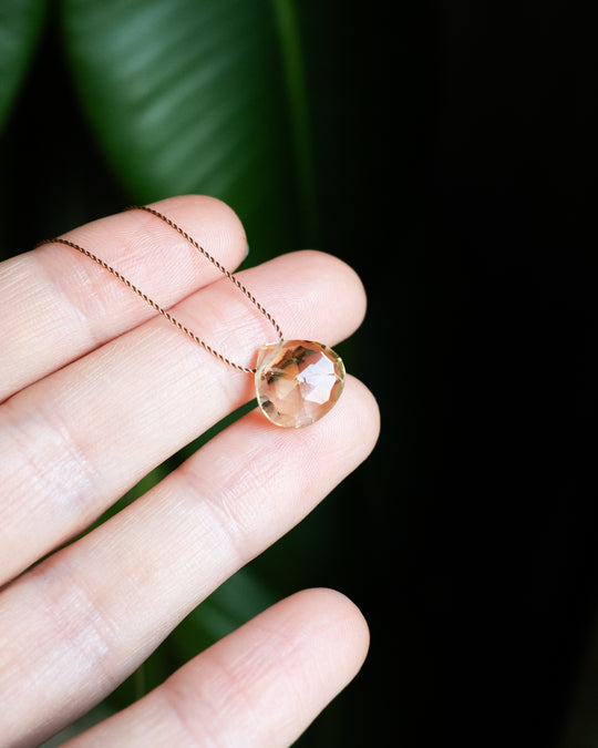 Natural Citrine Vegan Silk Necklace