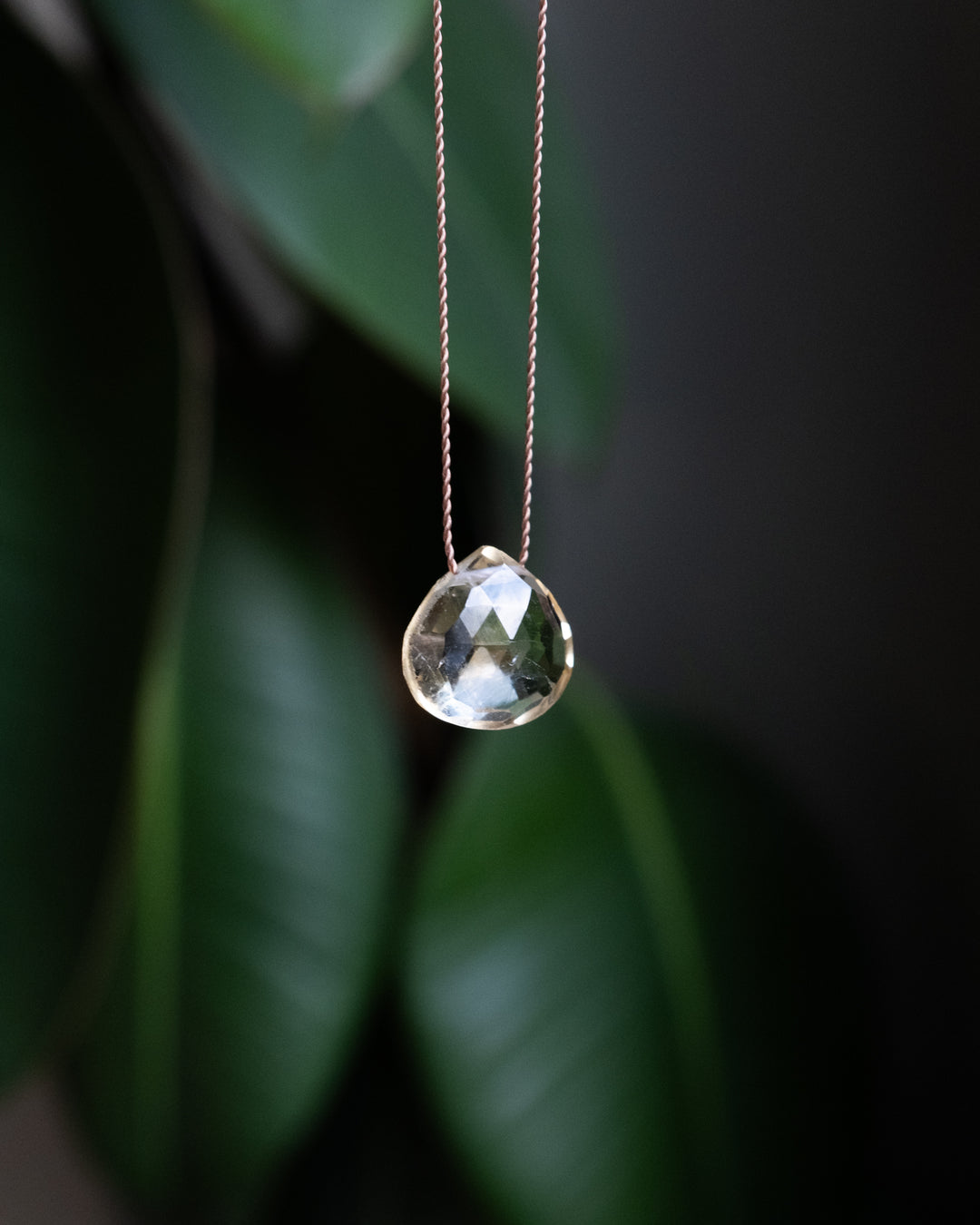 Natural Citrine Vegan Silk Necklace