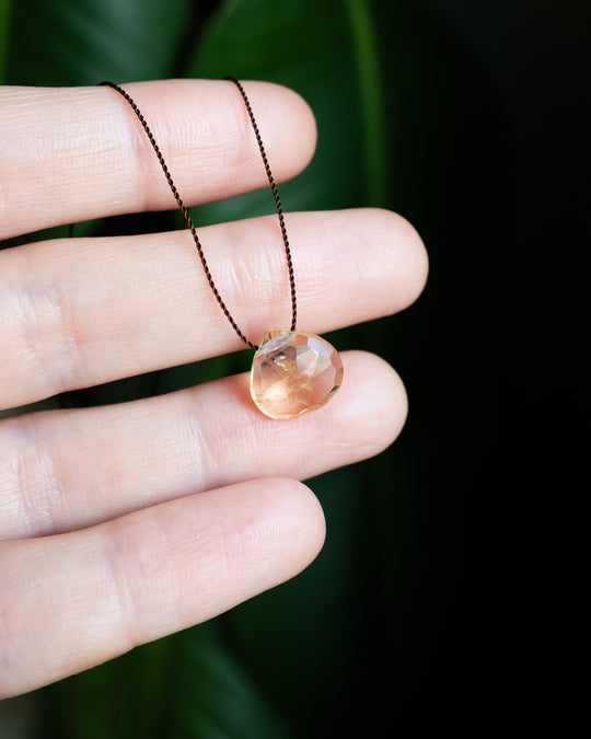 Natural Citrine Vegan Silk Necklace