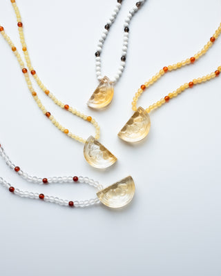 Natural Citrine Orange Slice Beaded Necklace