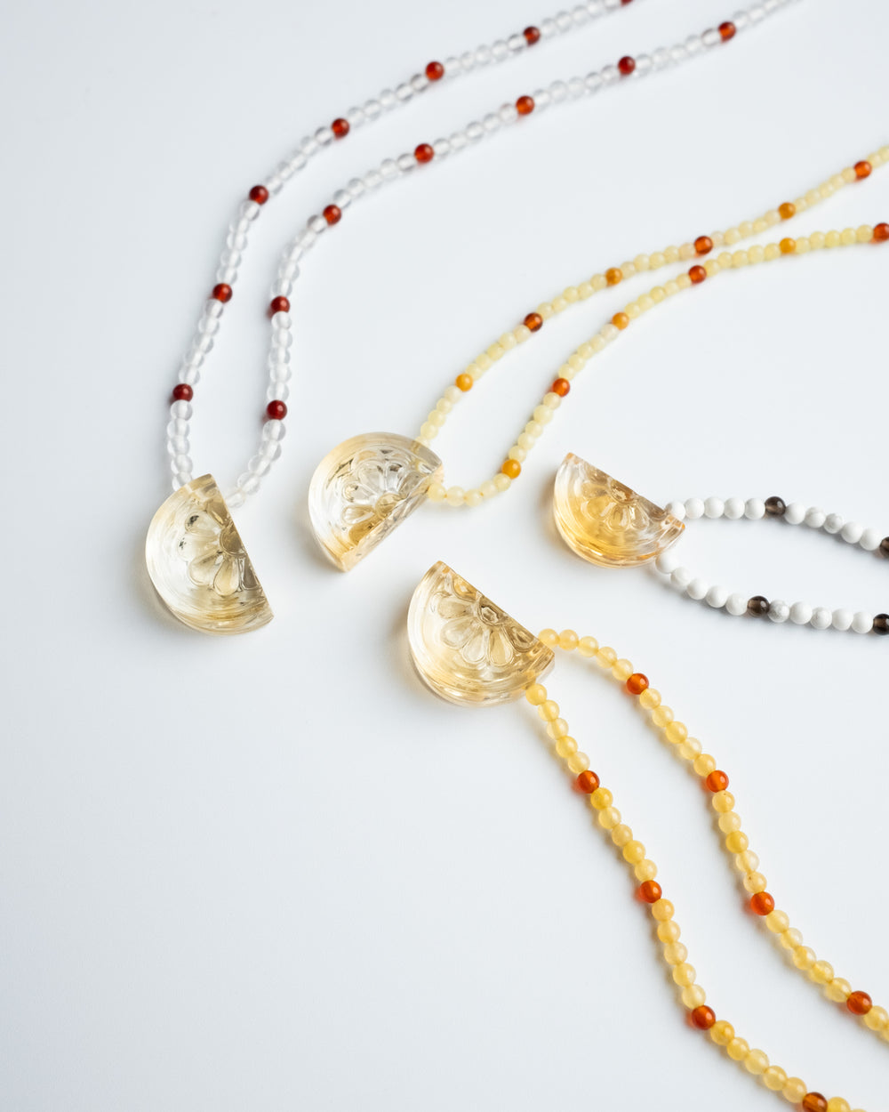 Natural Citrine Orange Slice Beaded Necklace