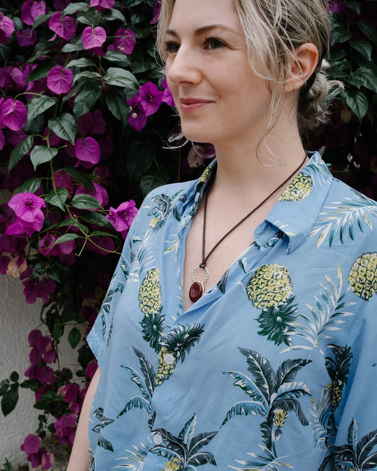Black Tourmaline Pebble Sterling Silver Necklace - The Healing Pear