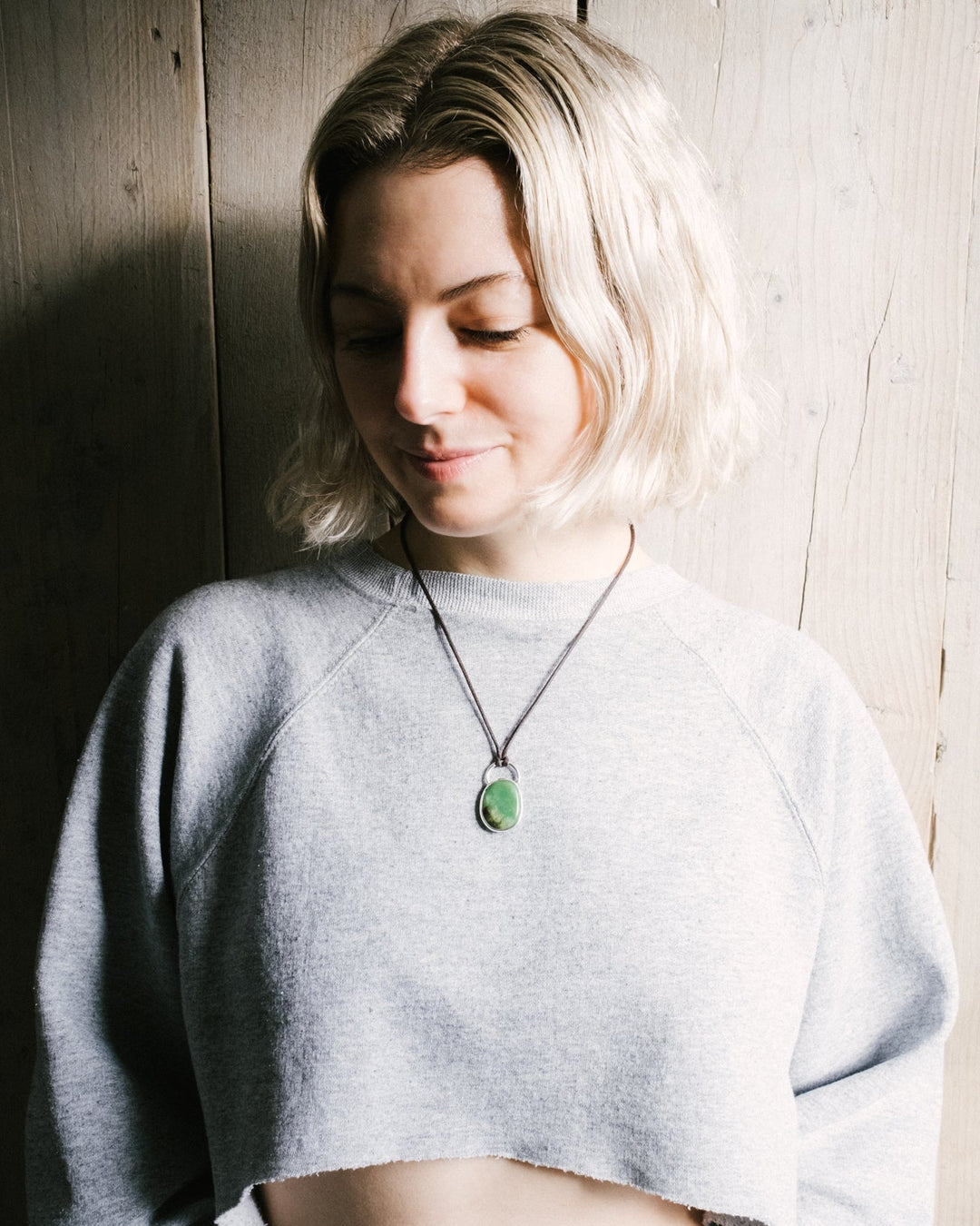 Chrysoprase Pebble Sterling Silver Necklace - The Healing Pear