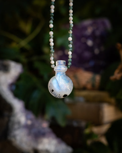 Potion for Inner Harmony: Rainbow Moonstone & Jadeite Beaded Necklace