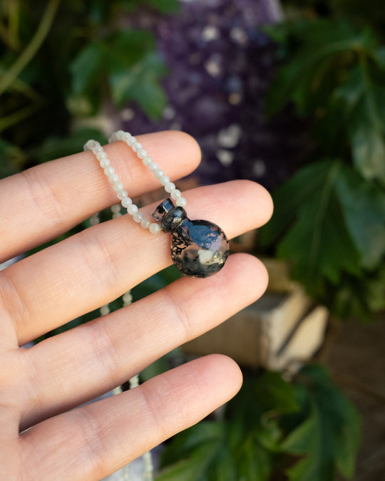 Potion for Renewal: Moss Agate & New Jade Beaded Necklace - The Healing Pear