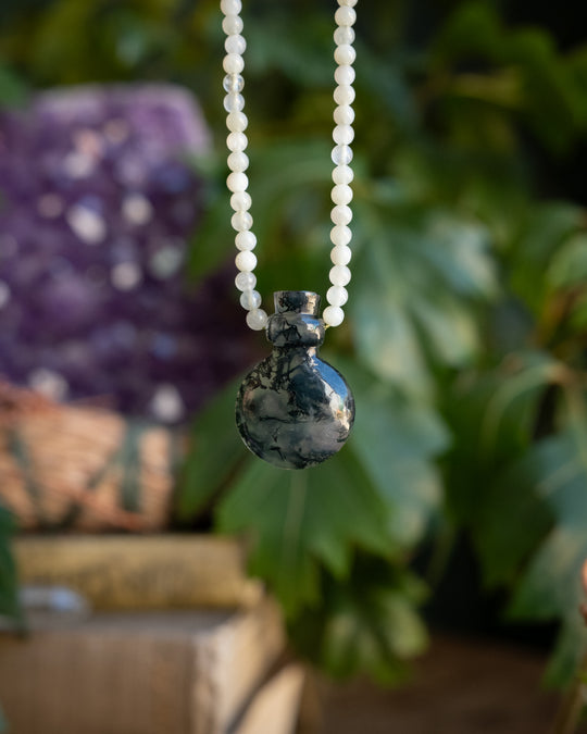Potion for Renewal: Moss Agate & New Jade Beaded Necklace - The Healing Pear