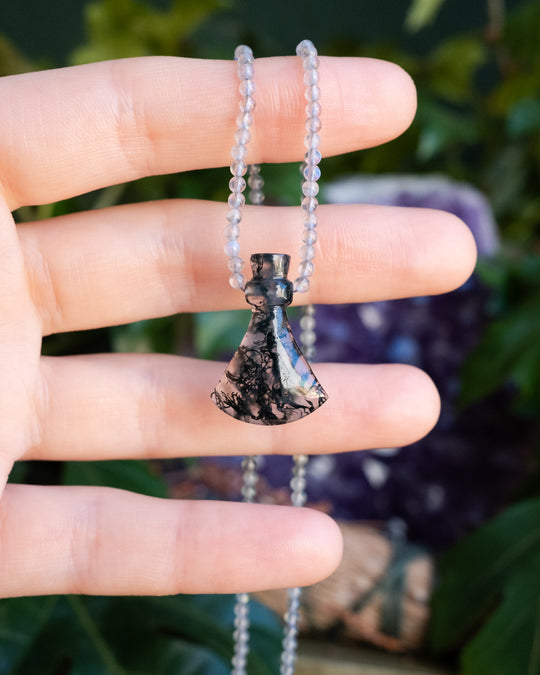 Potion for Woodland Dreaming: Moss Agate & Labradorite Beaded Necklace - The Healing Pear