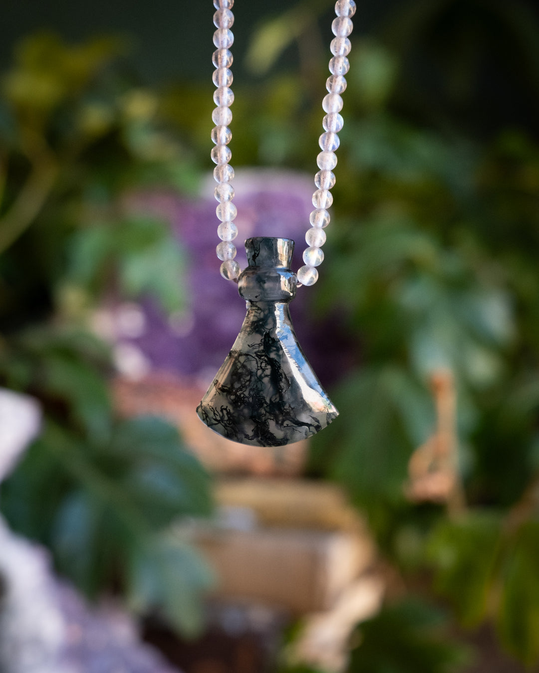 Potion for Woodland Dreaming: Moss Agate & Labradorite Beaded Necklace - The Healing Pear
