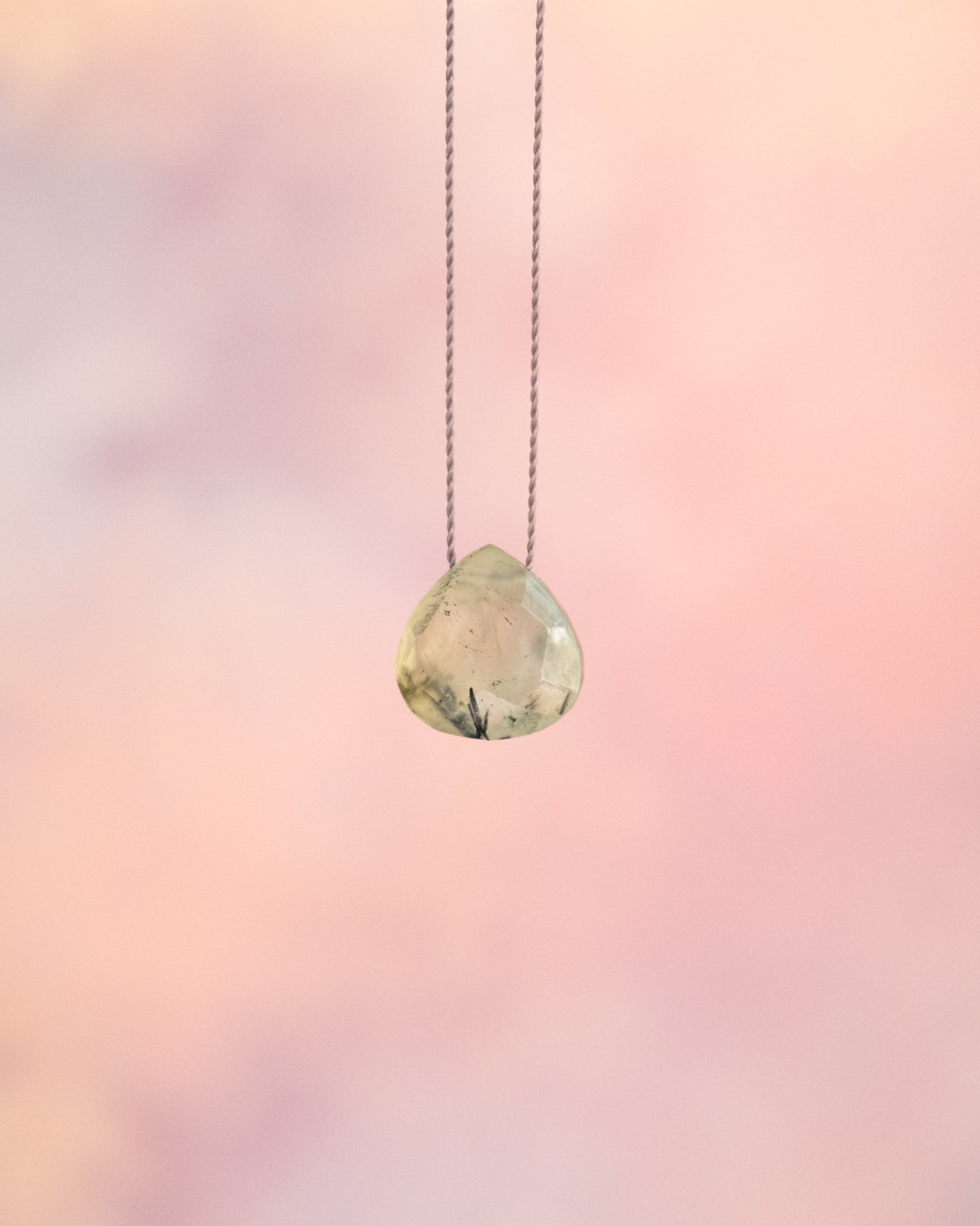 Prehnite Vegan Silk Necklace - The Healing Pear