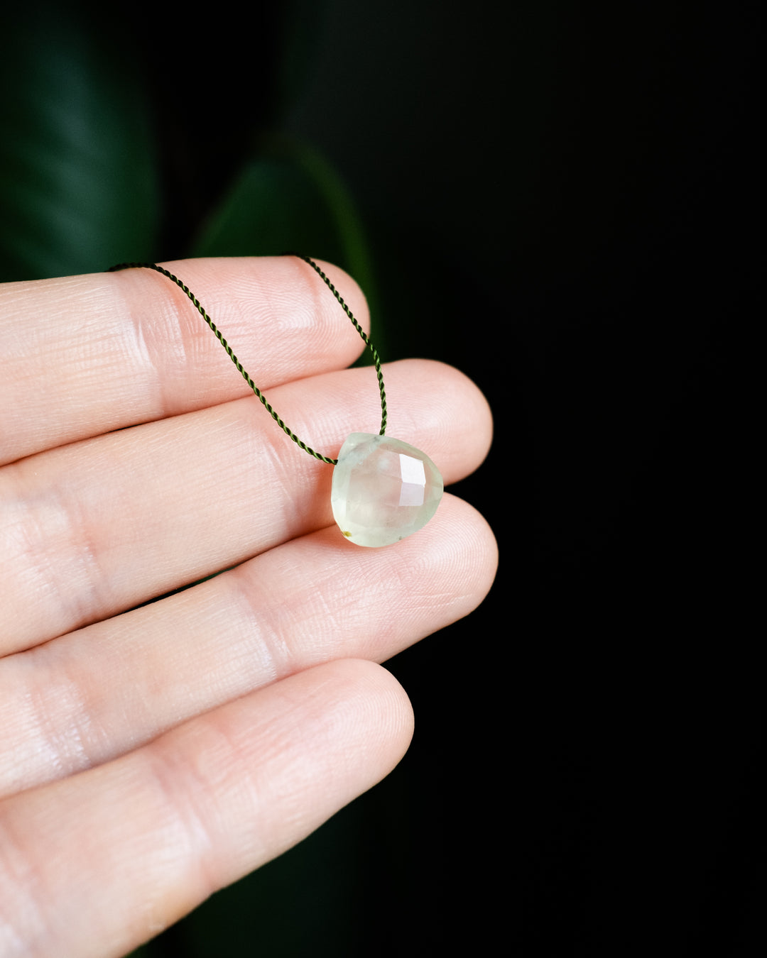 Prehnite Vegan Silk Necklace