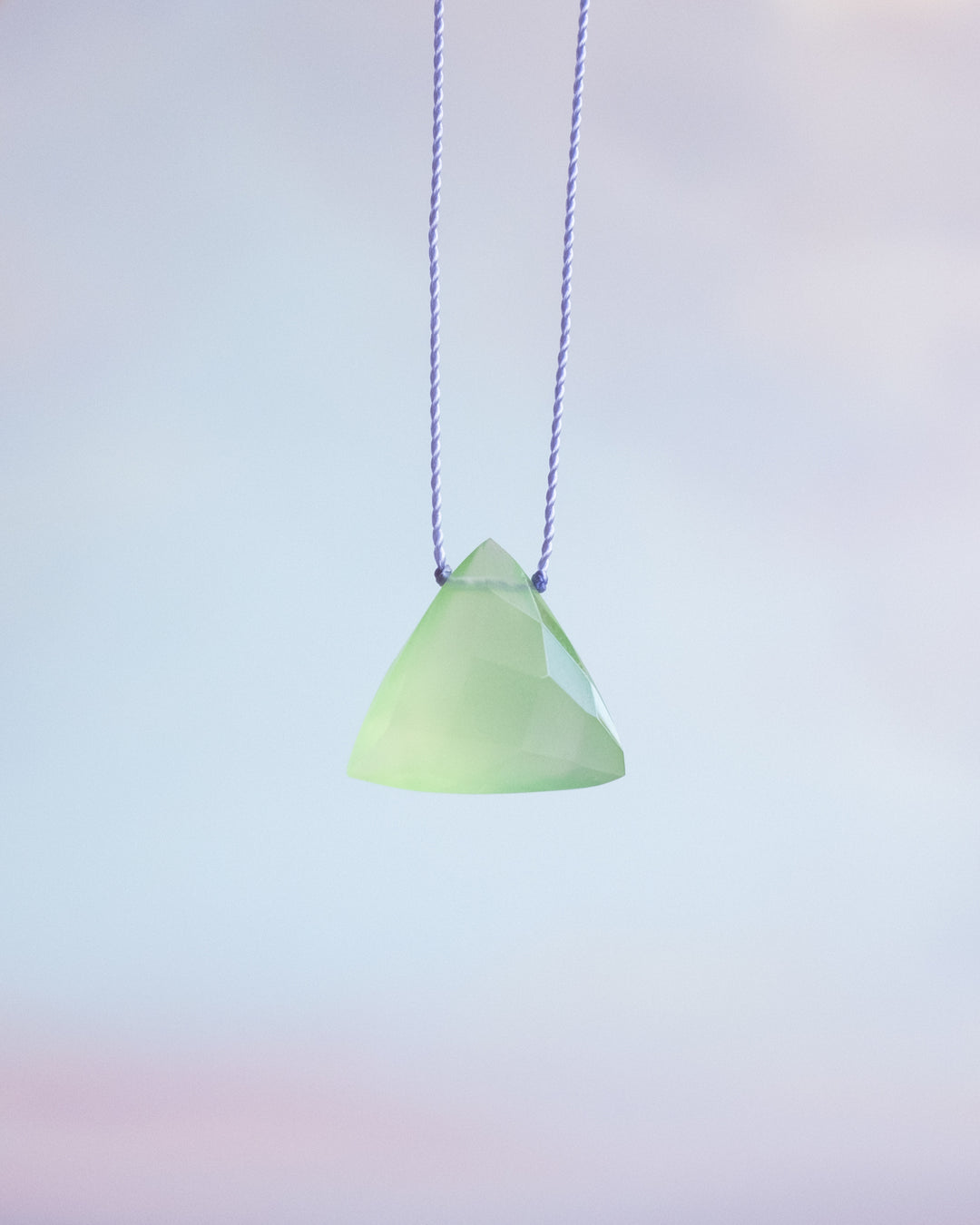 Lime Chalcedony Triangle Vegan Silk Necklace - The Healing Pear